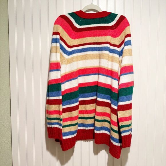 Lane Bryant Long Open Front Christmas Striped Cardigan Sweater NEW 22/24 - Picture 7 of 7